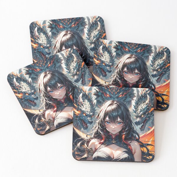 Item preview, Anime samurai girl with big Chinese dragons art designed and sold by TheArtistOf2022.