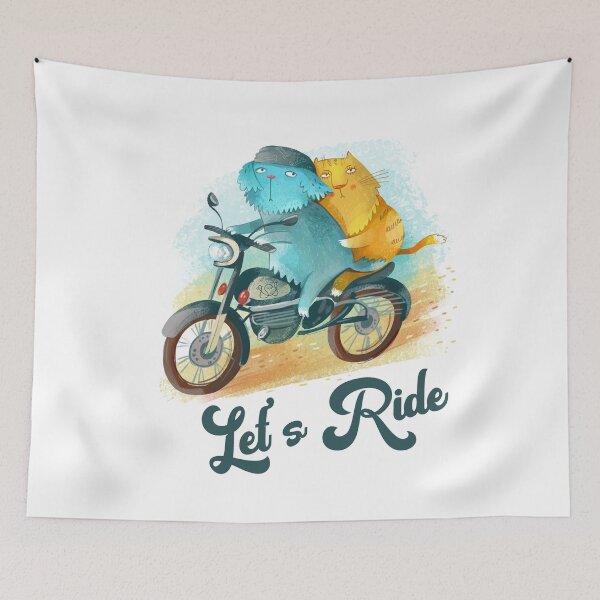 Item preview, Let's Ride Dog & Cat on Motorcycle designed and sold by HappyLifeCreate.