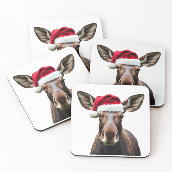 Item preview, Funny Moose Animal Wearing Christmas Hat designed and sold by LazyOwlStore.
