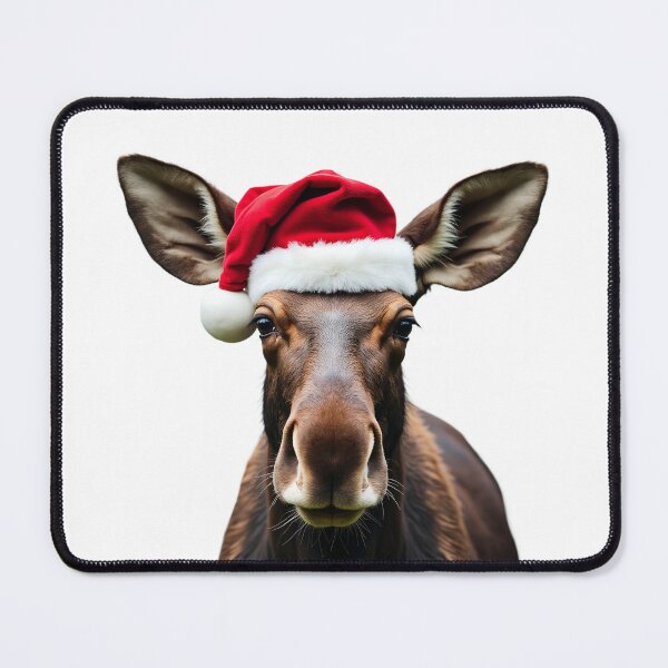 Item preview, Funny Moose Animal Wearing Christmas Hat designed and sold by LazyOwlStore.