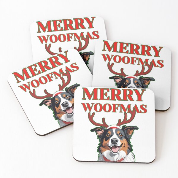 Item preview, Merry Christmas: Tri-Color Aussie with Reindeer Antlers designed and sold by GoodyPaws.