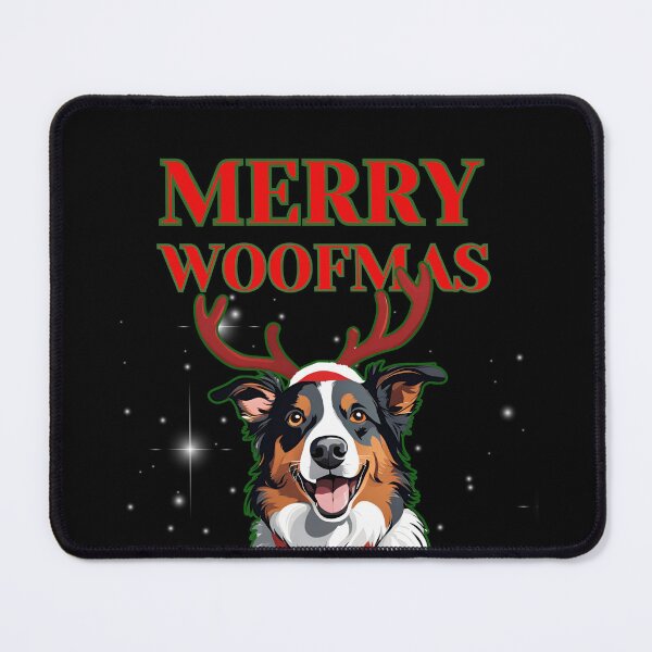 Item preview, Merry Christmas: Tri-Color Aussie with Reindeer Antlers designed and sold by GoodyPaws.