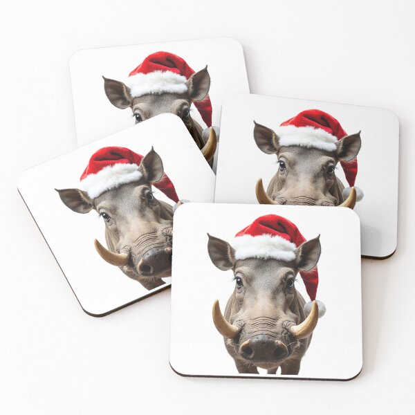 Item preview, Funny Warthog Animal Wearing Christmas Hat designed and sold by LazyOwlStore.
