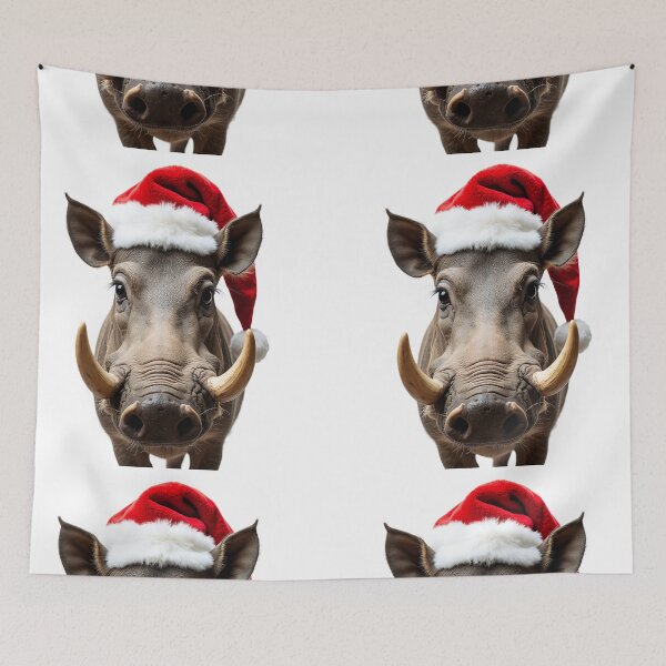 Item preview, Funny Warthog Animal Wearing Christmas Hat designed and sold by LazyOwlStore.