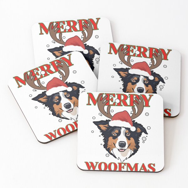 Item preview, Merry Christmas: Tri-Color Aussie with Reindeer Antlers designed and sold by GoodyPaws.