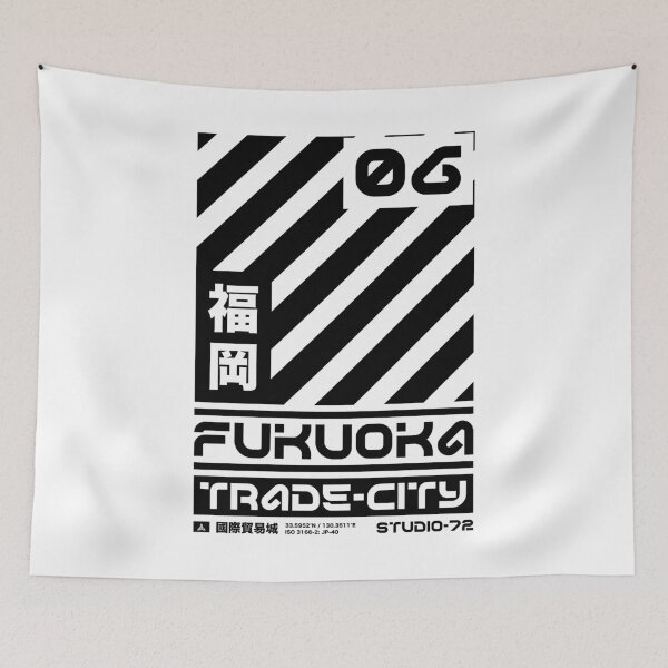 Item preview, Fukuoka Japan: Cyber-City Graphic Design (Black) designed and sold by STUDIO-72.