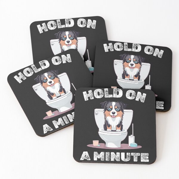 Item preview, Hold a Minute: Australian Shepherd Humor Design Dog in wc toilet  designed and sold by GoodyPaws.