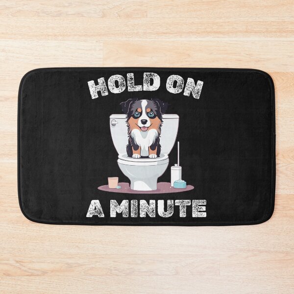 Item preview, Hold a Minute: Australian Shepherd Humor Design Dog in wc toilet  designed and sold by GoodyPaws.