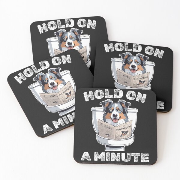 Item preview, Hold a Minute: Australian Shepherd Humor Design Dog in wc toilet  designed and sold by GoodyPaws.