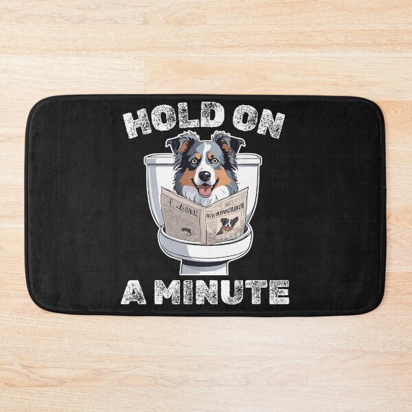 Item preview, Hold a Minute: Australian Shepherd Humor Design Dog in wc toilet  designed and sold by GoodyPaws.