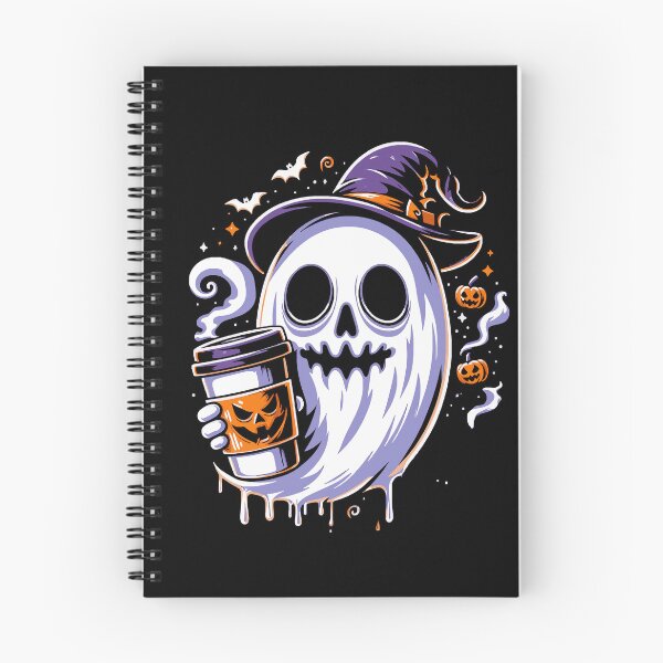 Item preview, Spooky Ghost with Witch Hat Enjoying Coffee - Halloween Design designed and sold by Tw1nsAIArt.