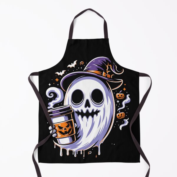 Item preview, Spooky Ghost with Witch Hat Enjoying Coffee - Halloween Design designed and sold by Tw1nsAIArt.