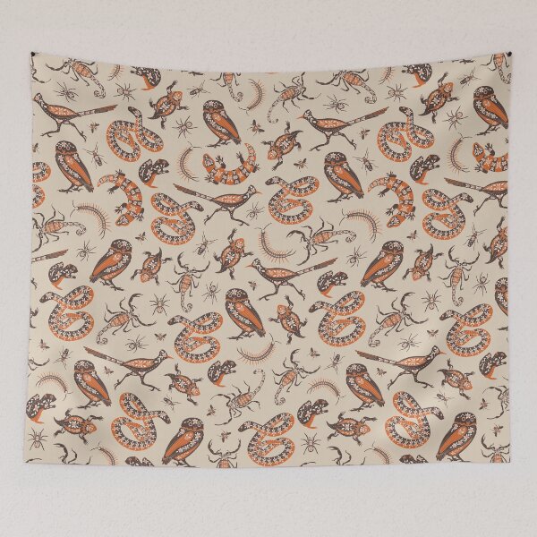 Item preview, Retro Scorpions, Rattlesnakes, Roadrunners - Southwest Desert Animals in Orange/Brown designed and sold by somecallmebeth.