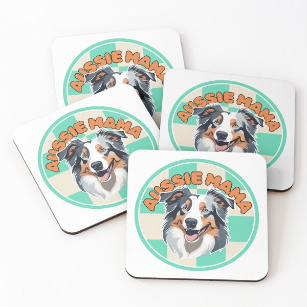 Item preview, Groovy Aussie Mama: Blue merle  Aussie in Checkered Circle designed and sold by GoodyPaws.