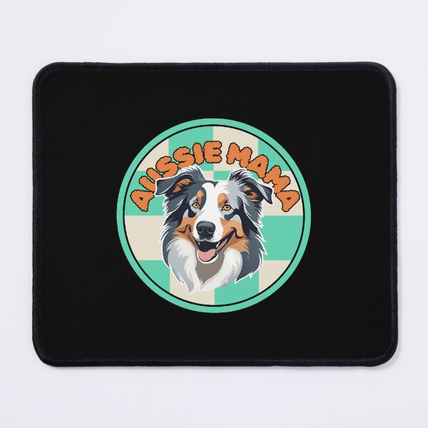 Artikelvorschau, Groovy Aussie Mama: Blue Merle Aussie im karierten Kreis entworfen und verkauft von GoodyPaws.