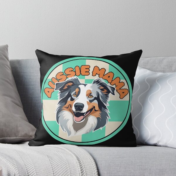 Artikelvorschau, Groovy Aussie Mama: Blue Merle Aussie im karierten Kreis entworfen und verkauft von GoodyPaws.