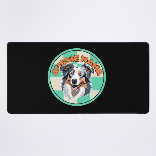 Item preview, Groovy Aussie Mama: Blue merle Aussie in Checkered Circle designed and sold by GoodyPaws.