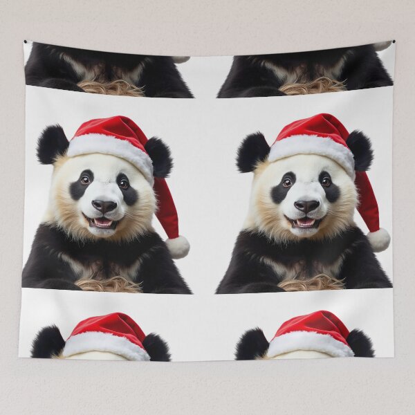 Item preview, Funny Panda Wearing Christmas Hat designed and sold by LazyOwlStore.