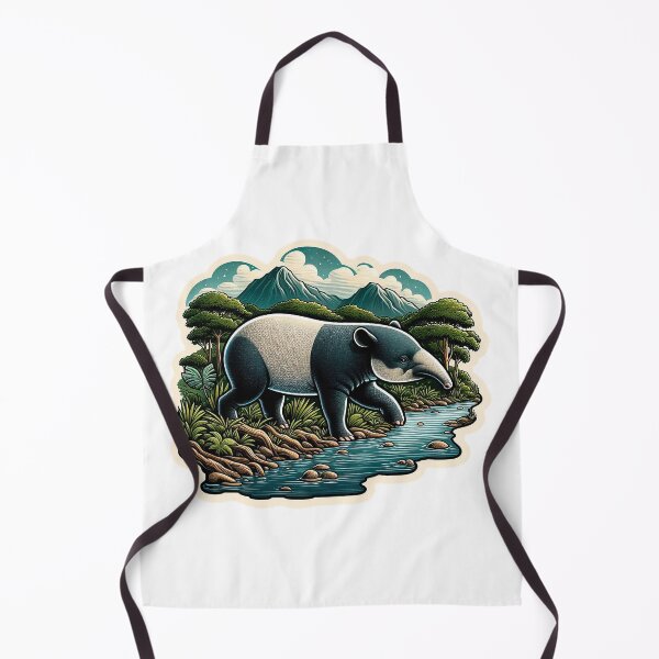 Item preview, Enchanting Tapir Strolling by a Serene River in a Rainforest, Surrounded by Lush Greenery and Nature's Beauty designed and sold by KreaDesignOne.