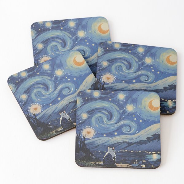 Item preview, Starry night cat designed and sold by KozyAuraTees.