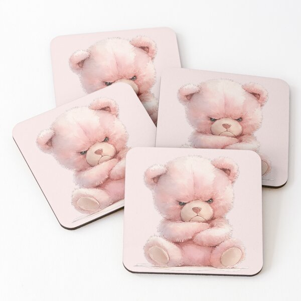 Item preview, Grumpy Pink Teddy – Cute and Moody Bear Illustration designed and sold by PawfectArtforu.