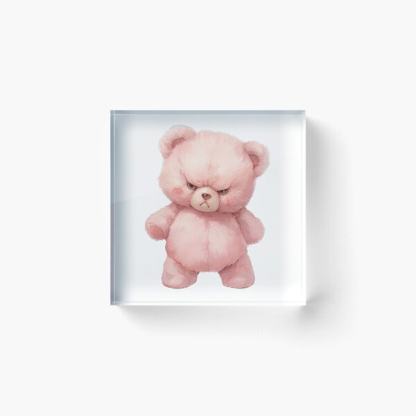 Item preview, Moody Pink Teddy – Cute and Grumpy Bear Art designed and sold by PawfectArtforu.
