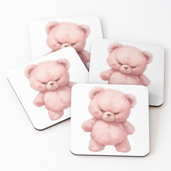 Item preview, Moody Pink Teddy – Cute and Grumpy Bear Art designed and sold by PawfectArtforu.