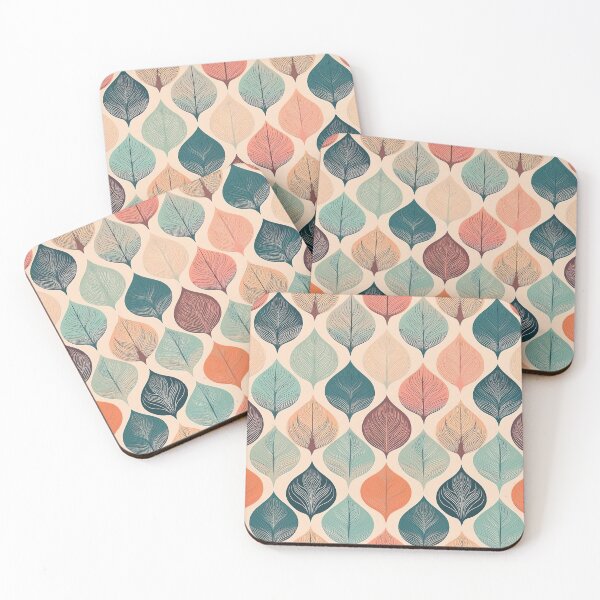 Item preview, a sleek, contemporary pattern Design with simple, geometric leaf shapes in muted colors and ample negative space. designed and sold by HEMRO.