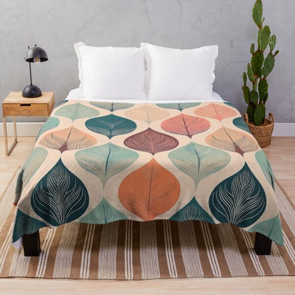 Item preview, a sleek, contemporary pattern Design with simple, geometric leaf shapes in muted colors and ample negative space. designed and sold by HEMRO.