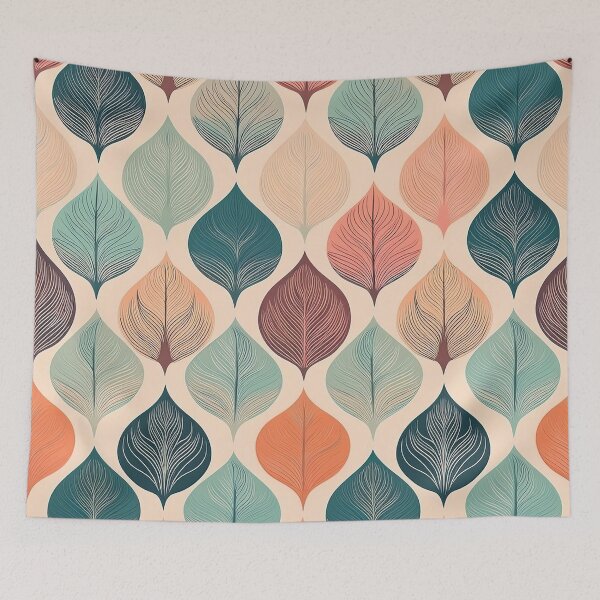 Item preview, a sleek, contemporary pattern Design with simple, geometric leaf shapes in muted colors and ample negative space. designed and sold by HEMRO.