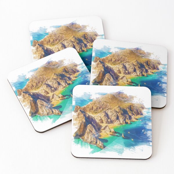 Item preview, watercolor paintings, landscape pictures Simulate a location poster travel Los Cabos, Mexico designed and sold by metedigiart.