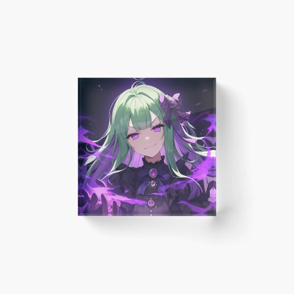 Item preview, Evil Anime Girl with Green Hair and a Devilish Smirk designed and sold by ConClaviConDio.