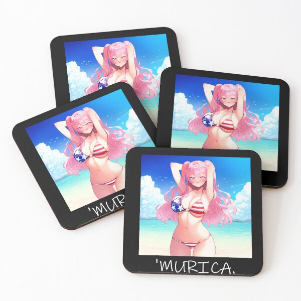 Item preview, Pink Hair Anime Girl in American Flag Bikini Meme Format designed and sold by ConClaviConDio.