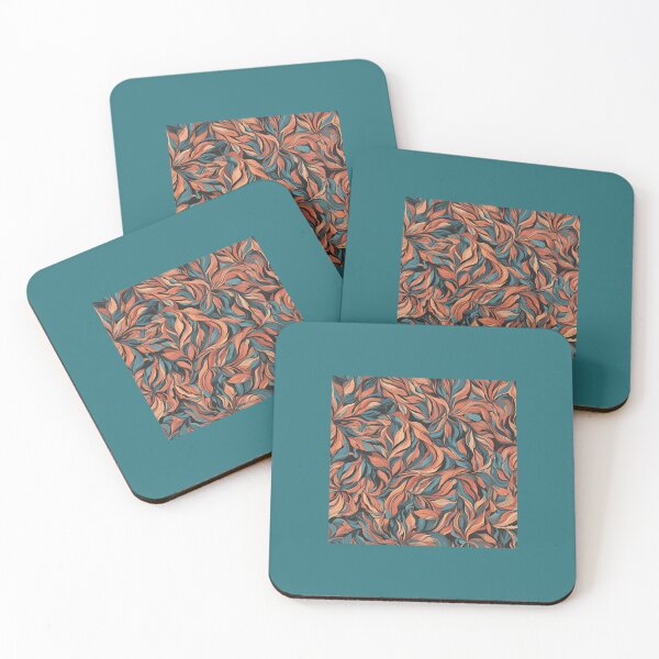 Item preview, abstract leaves orange and blue pattern designed and sold by taylaphotos.
