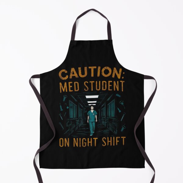 Item preview, caution, med student on night shift, funny med school and Halloween designed and sold by NoetherSym.