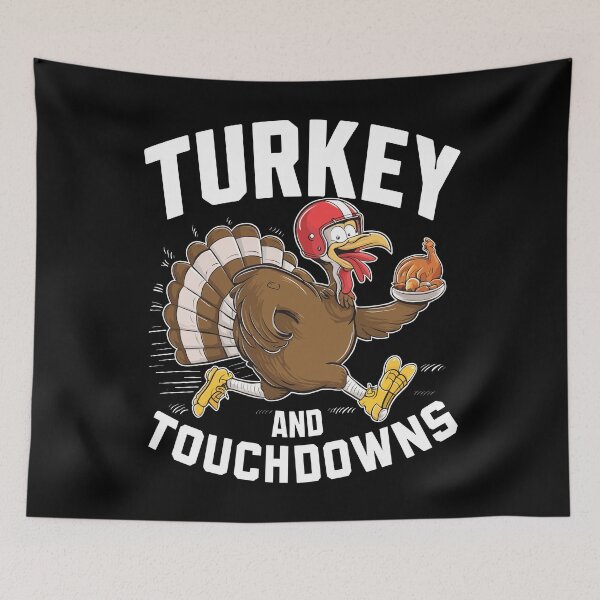 Item preview, Turkey and Touchdowns Thanksgiving Football Fun designed and sold by Quirky Shirts.