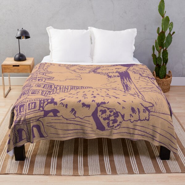 Item preview, Japanese Garden with Pagoda Linocut Print - Plum + Melon designed and sold by Irene Estelle.