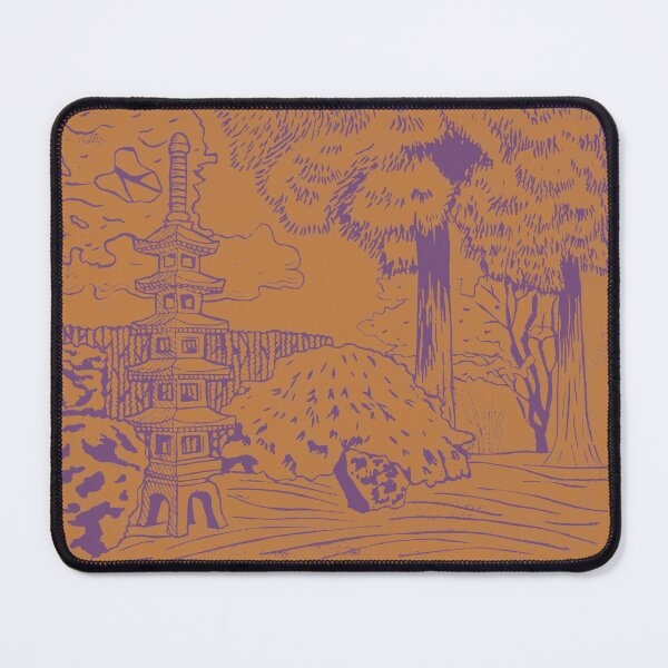 Item preview, Japanese Garden with Pagoda Linocut Print - Plum + Rust designed and sold by Irene Estelle.