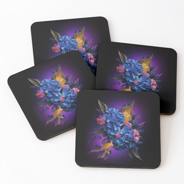 Item preview, Beautiful blue hydrangea flower on a purple background designed and sold by MargoMalej.