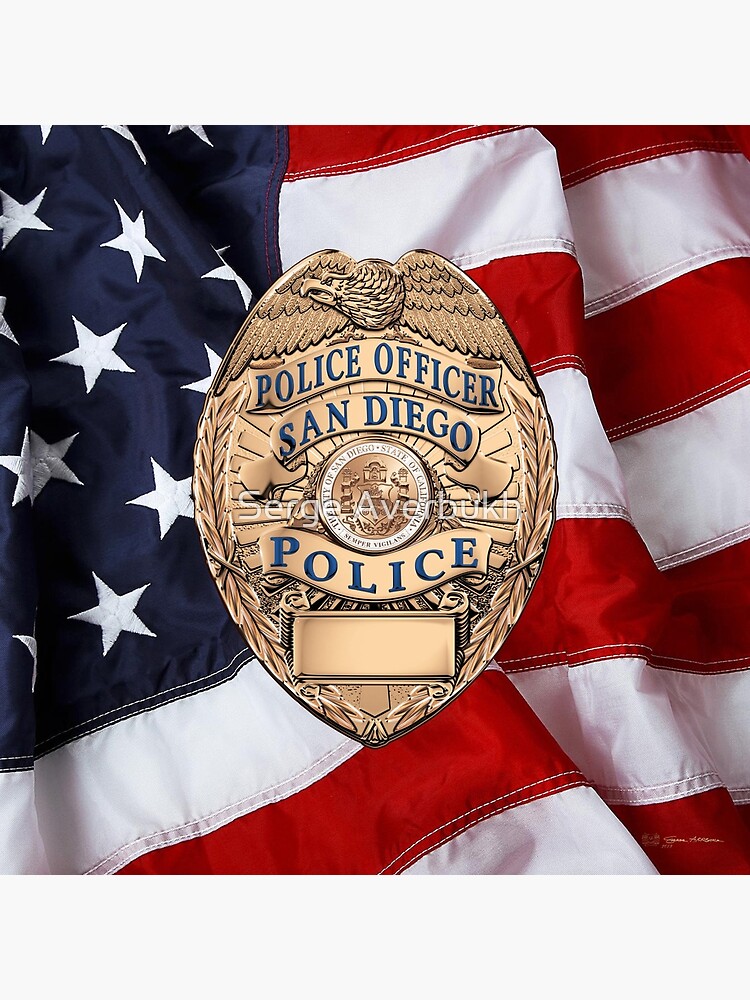 “San Diego Police Department - SDPD Officer Badge over American Flag