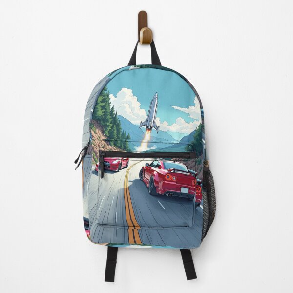Item preview, Japanese Race Cars Drifting Past a Rocket Launch - Car Culture designed and sold by Design Raptor.