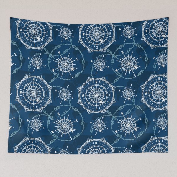 Item preview, Navy Blue Nautical Compass designed and sold by newburyboutique.