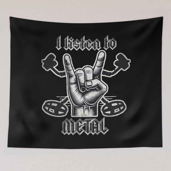 Item preview, I Listen to Metal - Sign of the horns - Metal music symbol Funny Vintage Retro designed and sold by Rodim91.