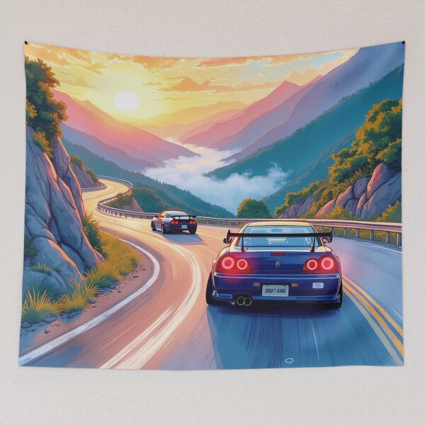 Item preview, Japanese Race Cars Racing Towards the Sunset - Car Culture designed and sold by Design Raptor.