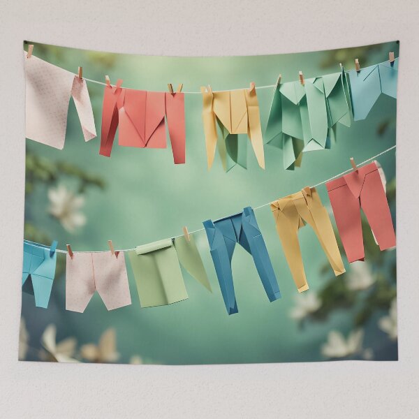 Item preview, Origami Art - Breezy Bliss: Clothes on the Washing Line designed and sold by ArtfulFolds.