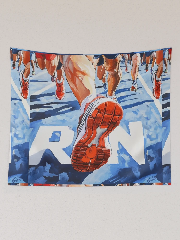 Thumbnail 2 of 3, Tapestry, RUN RUN RUN MORE : RUNNER JOG Unlock designed and sold by Zen Candy 3000 Travis Nicholas Zariwny.