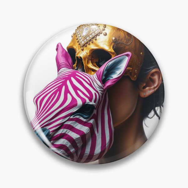 Item preview, Portrait of a women with Gold Skull | pink Zebra head designed and sold by TaliaShin.