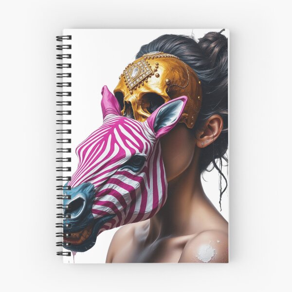 Item preview, Portrait of a women with Gold Skull | pink Zebra head designed and sold by TaliaShin.