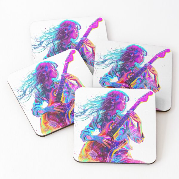 Item preview, Colorful Girl Guitar Player Painting Art Abstract Musician Artwork Abstract Musician Paintings designed and sold by fansyartdesign.
