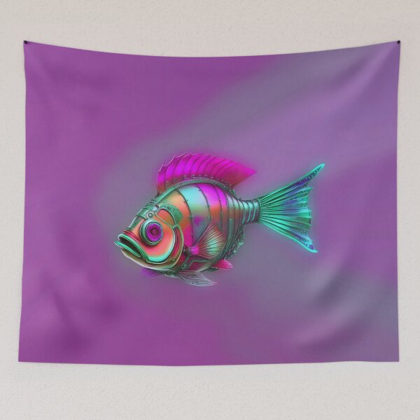 Item preview, Minimalist Steampunk Fish Subtle Steampunk Style - Purple Ocean designed and sold by Beachy.